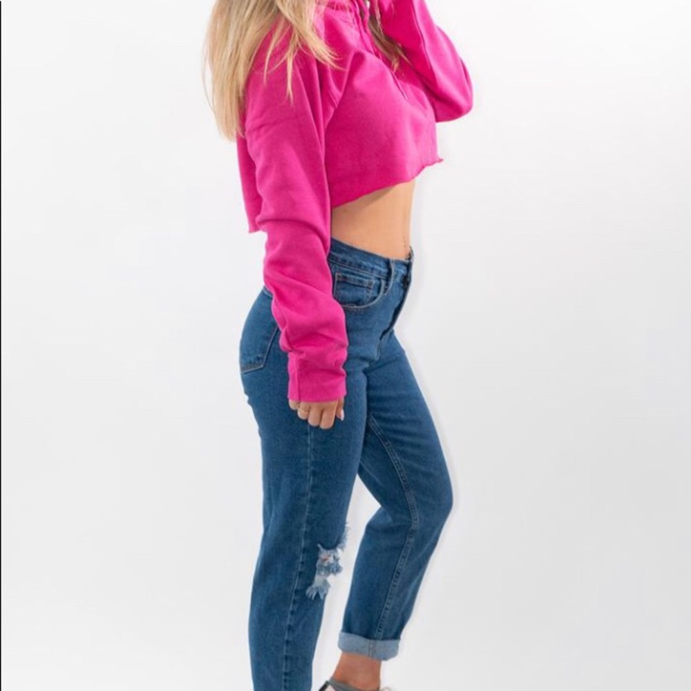 WOMEN Hot Pink Hooded Crop Top